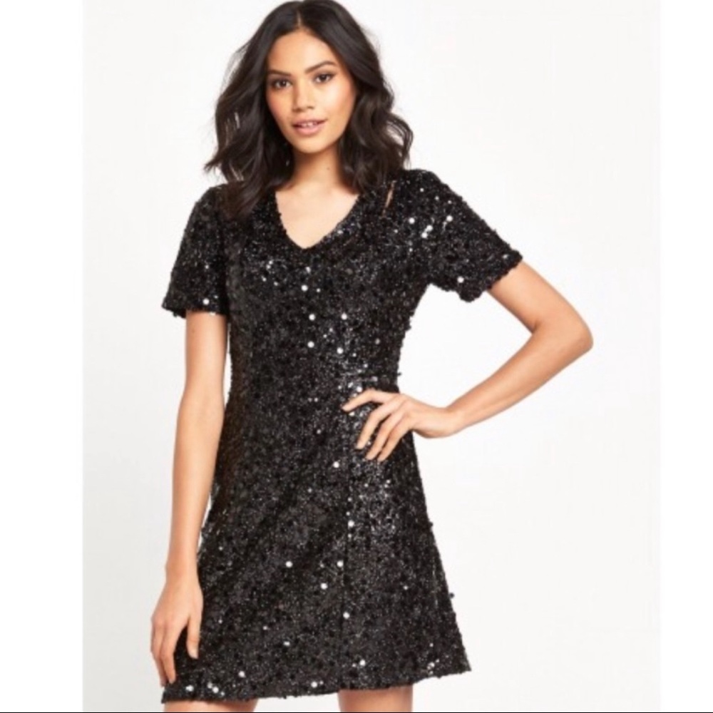Warehouse black sequin dress